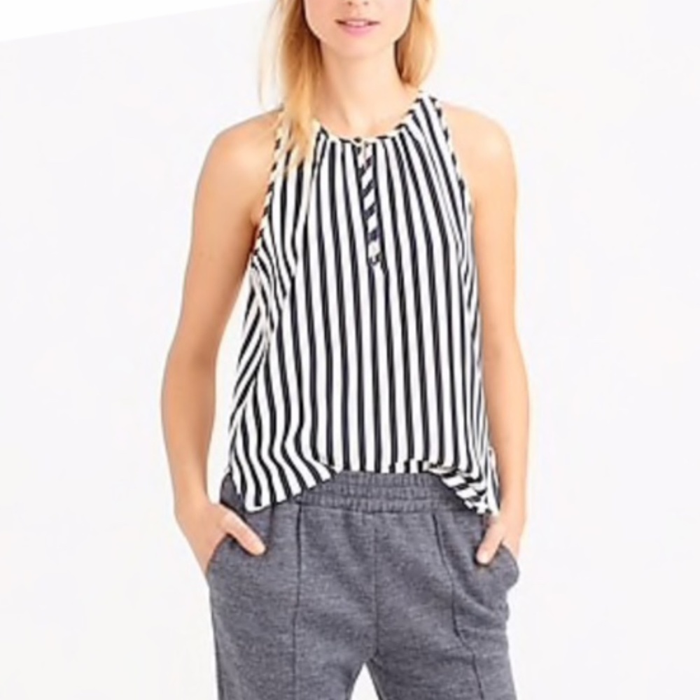 Jcrew Carousel Button Vertical stripe silk tank - size 00
